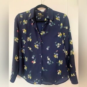 Navy floral blouse